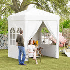 Outsunny - Tente auvent pliante 6.7 pi l x 6.7 pi L - Parois latérales - Sac de transport - Blanc-Comprend un sac de transport pour un rangement et un transport faciles