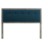 Modway - Draper Touffe Tissu et bois Tête de lit Queen, Gris azur-Bouton touffé
