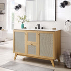 Modway - Soma 48" Vanité de salle de bain à un seul lavabo - Oak White-Poignées de porte en métal
