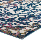Modway - Reflect Treillis floral orné de primevère Tapis intérieur/extérieur de 8 pi l x 10 pi L - Ivoire Bleu foncé Multicolore-8