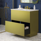 Modway - Quantum 36" Vanette de salle de bain - Or blanc-Tiroir à glissement complet