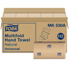 Tork - Essuie-mains multiplis universels - Naturel - 1 épaisseur - 250 feuilles/paquet - Paquet de 16-Le gaufrage améliore la sensation au toucher et maximise l'absorption