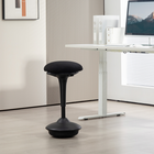 HOMCOM - Tabouret oscillant sans dossier avec mouvement de bascule - noir-Tissu élastique et coussins en mousse profilée améliorent le confort d'assise