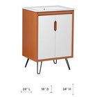 Modway - Energize 24" Vanette de salle de bain - Blanc cerise-Lavabo en céramique avec trous centraux de 8"