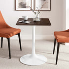 Modway - Lippa 24 po Carré Table à manger, Noyer cerisier blanc-Bords biseautés