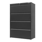 Storemax - Classeur latéral à 4 tiroirs - Noir-Système de verrouillage à commande centralisée avec clé amovible pour la sécurité et l'accessibilité des documents