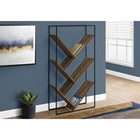 Monarch Specialties - 2202 60 po H Etagere - Faux Bois Brun /Metal Noir-Bibliothèque étagère à 5 niveaux avec tablettes inclinées qui forment des zones de rangement en forme de V de différentes tailles