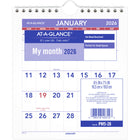 AT-A-GLANCE - Mini calendrier mensuel de tente 2026 - 7 1/2 po H x 6 1/2 po l - anglais-Design contemporain avec beaucoup d'espace d'ecriture avec dossier en agglomere complet