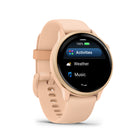 Garmin - vivoactive 6, Rose métallisé avec bracelet Rose métallisé-OPTIONS D'ENTRAÎNEMENT - Des suggestions quotidiennes de marche aux exercices étape par étape pour la musculation, le HIIT, le yoga, le Pilates, la mobilité et bien plus encore, bouger n'a jamais été aussi simple. Trouvez simplement les entraînements animés dans l'application Garmin Connect et téléchargez-les sur votre montre connectée. Améliorez votre souplesse et votre force grâce à de nouveaux entraînements de mobilité téléchargeables et 