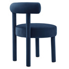 Modway - Toulouse Performance Velvet Chaise à manger - Bleu Minuit-Limite de poids : 330 lbs.