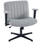 HOMCOM - Fauteuil de bureau large avec accoudoirs et base croisée - sans roulettes - gris-Le siège large en forme de U avec une sensation velours permet de s’asseoir confortablement en tailleur pendant de longues journées de travail 