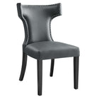 Modway - Curve Cuir végane Chaise à manger - Gris-Chaise de salle à manger avec moulure en tête de clou