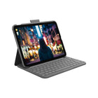Étui clavier Logitech Slim Folio pour iPad A16/ 10.9" (10e génération) - Anglais - Gris Oxford-Clavier pleine taille (espacement des touches de 18 mm) avec touches en forme de ciseaux (course des touches de 1 mm) et rangée complète de touches de raccourci iPadOS