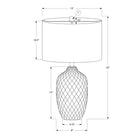 Monarch Specialties - Luminaire - 25 po H Lampe De Table - Crème Céramique - Abat-Jour Ivoire / Crème - Transitionnel-Attaché avec un cordon transparent de 5 pieds, placez cette lampe polyvalente sur une table d'extrémité ou latérale, une table de chevet ou une table de nuit pour une source d'éclairage à la mode