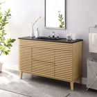 Modway - Render 48" Vanité de salle de bain à un seul lavabo - Noir de chêne-Coiffeuse à grains de noyer