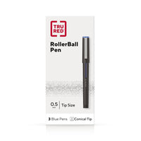 TRU RED – Stylos à bille roulante – pointe fine – bleu – paquet de 3-Les stylos à bille roulante