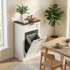 HOMCOM - Buffet bas anti-animaux 10 gallons à poubelle basculante avec tiroir - effet bois blanc-Couleur : effet bois blanc, effet bois brun 