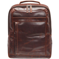 Mancini - Sac à dos Buffalo avec compartiments doubles pour ordinateur portable 15,6 pouces - 12.5po x 6po x 15.5po - Brun-Poche équipée de la dernière technologie de blocage d’ondes RFID