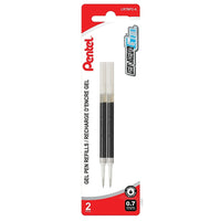 Pentel - Recharge pour Pentel Energel Stylo à Encre Gel – 0,7 mm – encre noire – paquet de 2-L’encre gel liquide sèche très vite et ne laisse aucune tache ni bavure – les gauchers en raffoleront.
