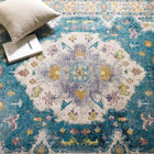 Modway - Success Médaillon vintage floral vieilli Anisah Tapis de comédie 8 pi l x 10 pi L - Bleu ivoire clair, jaune, orange-Protégez les planchers contre le passage des piétons / du mobilier