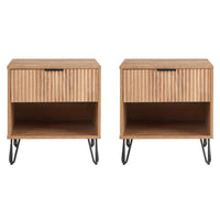 Manhattan Comfort - DUMBO 20,07" Table de nuit moderne 1 tiroir - Brun doré - Lot de 2-Moderne-contemporain avec une touche de glamour - Table de nuit pour chambre et salon, lot de 2