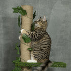 PawHut - Arbre à chat 4 niveaux du sol au plafond - hauteur réglable (80-95 po)-Conçu avec des feuilles artificielles, des lianes grimpantes et des décorations de jardin 