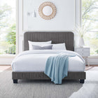 Modway - Celine Chenal Touffé Performance Velvet Lit plateforme Queen, Gris-Pieds en bois massif