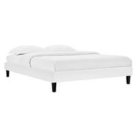 Modway - Reign Performance Velvet Cadre complet de plate-forme, Blanc-Cadre de lit à plateforme complète rembourré