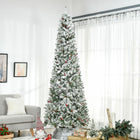 HOMCOM - Sapin de Noël artificiel 9' forme crayon enneigé - ouverture automatique-Vaporisé de neige artificielle pour ajouter un aspect hivernal 