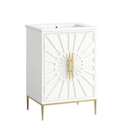 Modway - Awaken 24" Vanette de salle de bain - Blanc-MDF et bois massif