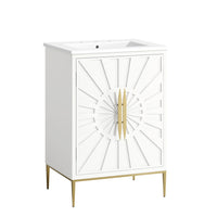 Modway - Awaken 24" Vanette de salle de bain - Blanc-MDF et bois massif