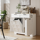 HOMCOM - Buffet à bascule 7 gallons avec espace poubelle dissimulé et tiroirs - blanc-Deux tiroirs permettent de ranger les ustensiles et les petits accessoires de cuisine 