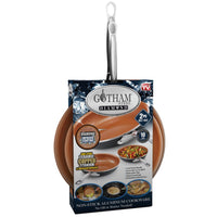 Gotham Steel - Ensemble de poêles à frire antiadhésives-Ensemble De 2 Poêles Antiadhésives – cet ensemble comprend une poêle à frire de 8,5 po et 9,5 po, qui sont parfaites pour presque toutes les tâches de cuisine. Ces poêles à frire sont parfaites pour les côtés ensoleillés, faire sauter des légumes, cuire du brocoli à la vapeur, fouetter des crêpes, des œufs brouillés et des omelettes, saisir des steaks, griller des hamburgers et bien plus encore