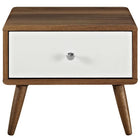 Modway - Transmit Table de chevet, Blanc noyer-Panneau de particules durable