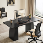 HOMCOM - bureau d’ordinateur industriel 63 po avec cadre trapézoïdal - grain de bois noir-Le style industriel moderne avec finition effet bois met en valeur la décoration de votre bureau à domicile