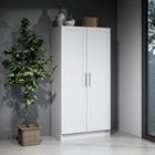 Prepac - Cabinet Accent Elite 32 po avec portes à panneaux, cabinet de rangement avec 3 étagères ajustables - Blanc-Fabriqué en Amérique du Nord et répond à toutes les normes de sécurité