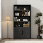 Manhattan Comfort - Rivington bibliothèque moderne à 4 étagères avec armoire 40" - Noir-Quatre étagères ouvertes spacieuses offrent un généreux espace de rangement pour des livres, des objets décoratifs ou des paniers