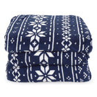 BIOS Living - Couverture chauffante cicro-peluche - Marine avec flocons de neige-Arrêt automatique après 10 heures