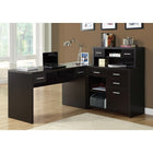 Monarch Specialties - 7018 Bureau - Espresso De Coin Cote Droit Ou Gauche-Conception d'angle peu encombrante mais avec finition sur tous les côtés pour un placement flexible partout dans un bureau à domicile, avec un plateau facile à nettoyer pour étudier, écrire ou travailler sur votre ordinateur portable.