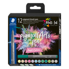 Staedtler - 371 C12-2 Feutres pinceaux à pigments - Couleurs pastels - Paquet de 12-Pas de saignement ni de saignement d'encre