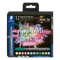 Staedtler - 371 C12-2 Feutres pinceaux à pigments - Couleurs pastels - Paquet de 12-Pas de saignement ni de saignement d'encre