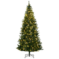HOMCOM - Sapin de Noël artificiel pré-éclairé de 2 - 3 m lumière blanc chaud-Sapin de Noël artificiel de 2,25 m de haut dans un style d'arbre réaliste 
