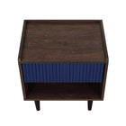 Manhattan Comfort - Table de nuit Duane 20,23" style mid-century moderne - brun foncé et bleu marine-15,66 po L x 20,23 po l x 19,68 po H