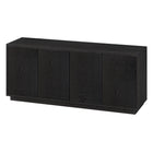 Hudson&Canal - Meuble TV Hanson pour téléviseurs jusqu'à 65 pouces - Grain noir-Le dessus a une capacité de poids de 75 lb, les étagères inférieures peuvent supporter 25 lb chacune