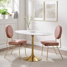 Modway - Lippa Ovale de 48 po Bois Table à manger, Or Blanc-Socle métallique résistant aux éclats
