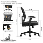 Kopplen - Chaise De Bureau Ergonomique Avec Support Lombaire - Noir-Capacité de poids maximale : 341lbs (154.67kgs)