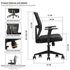 Kopplen - Chaise De Bureau Ergonomique Avec Support Lombaire - Noir-Capacité de poids maximale : 341lbs (154.67kgs)