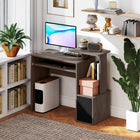 HOMCOM - Bureau d'ordinateur avec plateau à clavier coulissant - 39,25 po L x 15,75 po l x 34 po H - gris-Comprend un compartiment latéral ouvert et un tiroir inférieur, offrant beaucoup d’espace de rangement pour vos dossiers, fournitures de bureau et autres documents