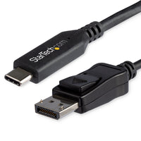 Startech - Câble adaptateur vidéo 6 pieds USB Type-C vers DP 1.4 Mode alternatif - Noir-Haute performance : câble adaptateur USB-C vers DisplayPort 1.4 (32,4 Gbps) compatible avec HDR/DisplayHDR, HBR3, compression par flux d’affichage (DSC), HDCP 2.2/1.4. 8K 60Hz (7680x4320), 5K 60Hz, 4K 120Hz & 1080p