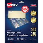 Avery - Étiquettes rectangulaires blaches avec Easy Peel, 2/3 po x 1-3/4 po, Paquet de 1500 (5195)-2/3 po x 1 3/4 po, blanc